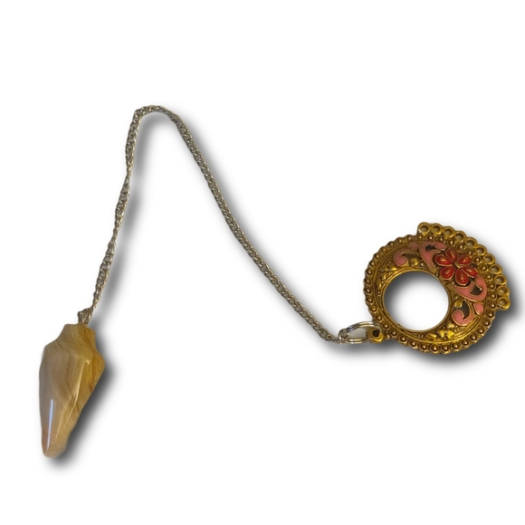 Citrine Quartz Crystal Chakra Pendulum Heal Flower Gem Rock Anchor Bob USA - Picture 3 of 10